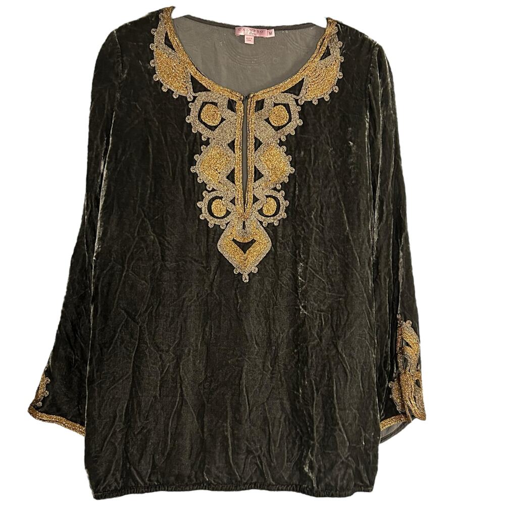 Calypso St. Barth Velvet Long Sleeve Blouse Size M